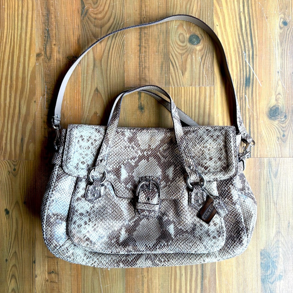 Coach Campbell Snake Print Handbag
